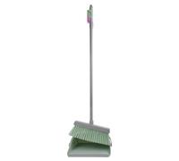 JVL Long Handle Lobby Dustpan and Brush Set - Commercial Lobby Broom and Dustpan Set, Long Handle Upright Floor Cleaner, Green