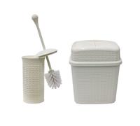 Jvl Loop Toilet Brush And Rectangular Lidded Bin - White