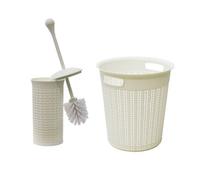 Jvl Loop Toilet Brush And Round Plastic Bin - White