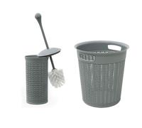 JVL Loop Toilet Brush & Round Plastic Bin in Grey JVL Grey