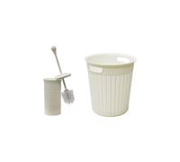 JVL Loop Toilet Brush & Round Plastic Bin in White JVL White
