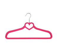 JVL Love Heart Suit Jacket Velvet Touch Non-Slip Coat Hangers, Hot Pink, Pack of 5