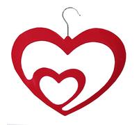 JVL Love Heart Thin Velvet Touch Space Saving Non-Slip Scarf Hangers, Hot Pink, Pack of 5