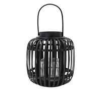 JVL Luna Natural Bamboo Lantern with Handle - Black JVL Black