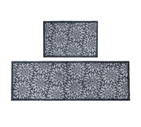 JVL Mega Doormat and Runner - Flowers JVL Blue 150cm x 100cm