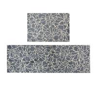 JVL Mega Doormat & Runner - Floral in Blue | Size: 150 cm x 100 cm JVL Blue 150 cm x 100 cm