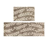 JVL Mega Doormat & Runner - Leaves in Light Brown | Size: 100 cm diameter JVL Light Brown 100 cm diameter