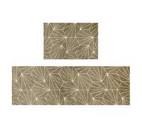 JVL Mega Mat Machine Washable Entrance Runner and Doormat Set, Brown Geo