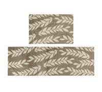 JVL Mega Mat Machine Washable Entrance Runner and Doormat Set, Brown Leaves