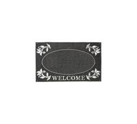 JVL Metallic Look Welcome Floral PVC Scraper Doormat 45x75cm Silver | Size: 45 cm x 75 cm JVL Silver 45 cm x 75 cm