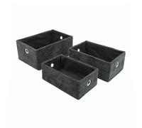 JVL Metro Rectangular Fabric Storage Baskets for Home Organisation, Set of 3, Black