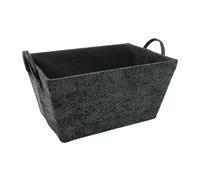 JVL Metro Rectangular Fabric Storage Baskets with Handles for Home Organisation, Black