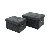 JVL Metro Rectangular Lidded Storage Baskets - Set of 2 in Dark Grey JVL Dark Grey