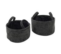 JVL Metro Set of 2 Round Storage Baskets with Handles, Home Tidy Solutions, Black