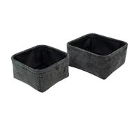 JVL Metro Set of 2 Square Storage Baskets, Home Tidy Solutions, Black