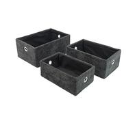JVL Metro Set of 3 Rectangular Storage Baskets, Home Tidy Solutions, Black