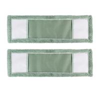 JVL Microfibre Mop Replacement Cleaning Pads - Machine Washable Reusable Refill Heads for Flat Floor Mop - Green (Pack of 2)
