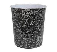 JVL Onyx Round Waste Bin 7L Decorative Bathroom Bedroom Office Mono Leaf in Black JVL Black