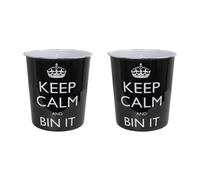 JVL Onyx Round Waste Bin 7L Set of 2 Bin It Bathroom Office Bins in Black JVL Black