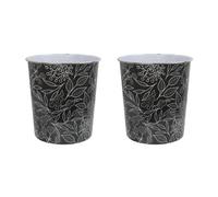 Jvl Onyx Round Waste Bin 7L Set Of 2 Decorative Bathroom Bedroom Office Mono Leaf