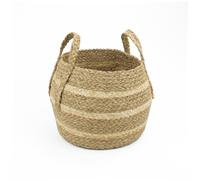 JVL Palma Natural Belly Storage Basket with Handles - Woven Organizer for Toys, Laundry, and Home Décor