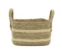 JVL Palma Natural Large Rectangular Woven Storage Basket for Home Storage, Brown