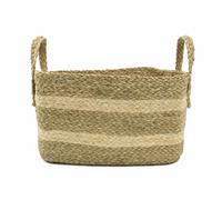 JVL Palma Natural Medium Rectangular Woven Storage Basket for Home Storage, Brown