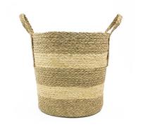 JVL Palma Natural Round Storage Basket - Rustic Woven Organizer for Home, Laundry, or Nursery