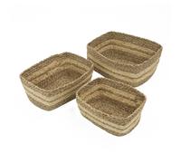 JVL Palma Natural Storage Baskets - Set of 3 in Brown JVL Brown