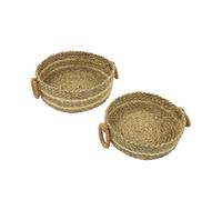 JVL Palma Natural Woven Storage Baskets for Home Organisation, Set of 2, Brown