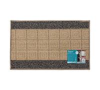 JVL Palmero Machine Washable Latex Backed Carpet Door Mat, Beige/Black