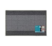 JVL Palmero Machine Washable Latex Backed Carpet Door Mat, Grey/Black