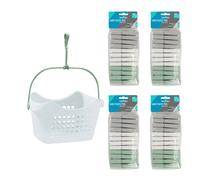JVL Peg Basket with 48 Large Plastic Clothes Pegs - Assorted Colours JVL Multicolor