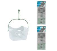 JVL Peg Basket with 48 Soft Grip Clothes Pegs - Assorted Colours JVL Multicolor