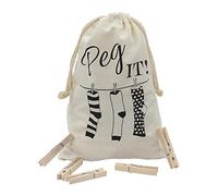 Cotton Peg Bag With 100 Wooden Pegs - Cream JVL Cream 1 Pack