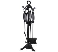 JVL Penine Iron Fireside Fire Tool Set - 5 Piece, Black