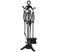 JVL Pennine Black iron fireside fire tools 5 piece companion set