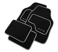 JVL Personalised Universal Black Carpet Car Mat Set with Grey Embroidered Front Mats