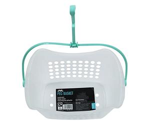 JVL Plastic Hanging Peg Basket, Clear/Aqua, One Size, 19-216