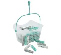 Plastic Peg Basket with 100 Strong Hold Pegs - Clear