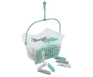 JVL Plastic Peg Basket with 100 Strong Hold Pegs, Aqua,19-216-250