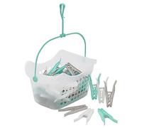 JVL Plastic Peg Basket with 48 Large Ultra Strong Plastic Pegs, Aqua (19-216-281)
