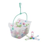 JVL Plastic Peg Basket with 48 Prism Soft Touch Mini Pegs, Multicolor, (19-216-270)