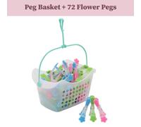 Plastic Peg Basket with 72 Prism Soft Touch Flower Design Pegs, Multicolor JVL Light Green 1 Pack