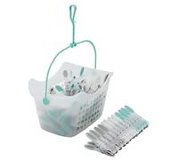 JVL Plastic Peg Basket with 72 Soft Grip Pegs - Clear