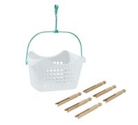 JVL Plastic Peg Basket with 72 Wooden Dolly Pegs, Brown