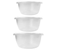 JVL Plastic Sapphire Round Salad Serving Mixing Bowls, Set of 3, 3L, 6L, 9.5L