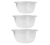 JVL Plastic Sapphire Round Salad Serving Mixing Bowls, Set of 3, 3L, 6L, 9.5L in Grey JVL Grey