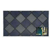 JVL Platina Scraper Rubber Doormat, 40x70cm, Silver/Blue
