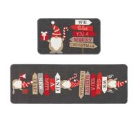 JVL Premium Christmas Mat & Runner Set Gonks Door Mat Xmas